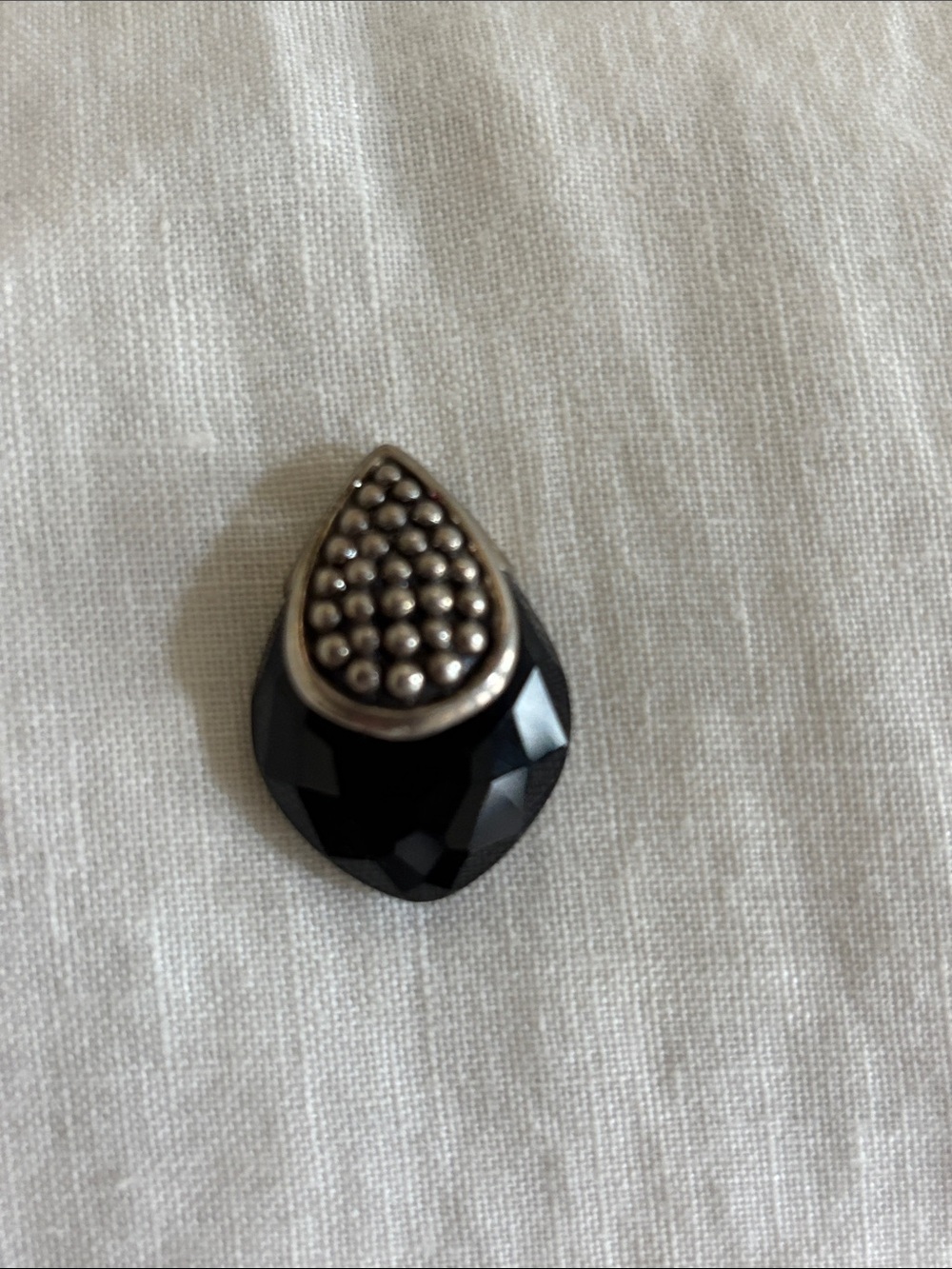 LAGOS Black Teardrop Silver-Trim Pin